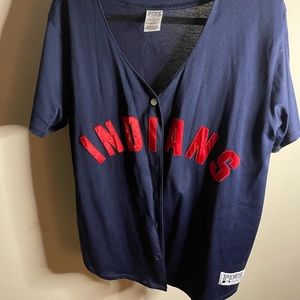 Cleveland Indians short sleeved button down jersey